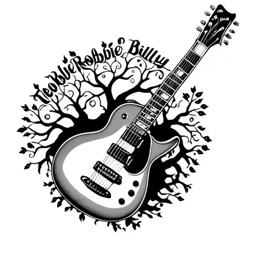 "Theo Robbie Billy" "Theo Robbie Billy" guitar tree of life intertwined  tattoo design idea