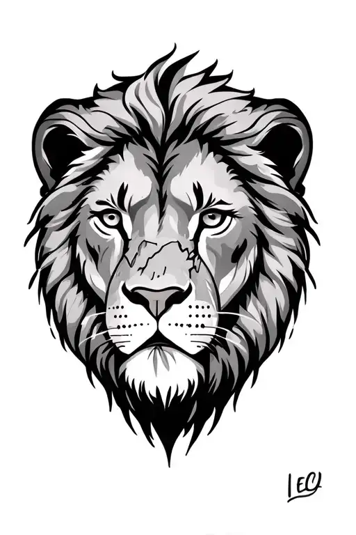 leo with scar lion face tattoo design idea