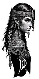 norse runes freya norse goddes wearing tattoo design idea
