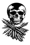 Skull and bullets tattoo design idea