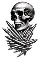 Skull and bullets tattoo design idea