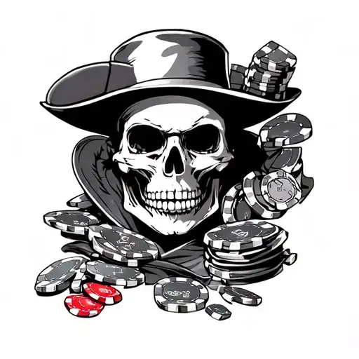 mobster skeleton gambling themed tattoo tattoo design idea