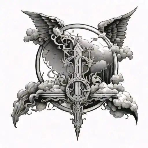 thin line between heaven and hell towards heaven tattoo design idea