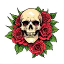 Davy jones skull with roses tattoo design idea