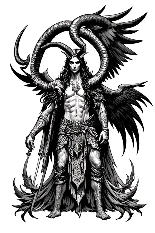 arcangel uriel with capricorn zodiac sign tattoo design idea