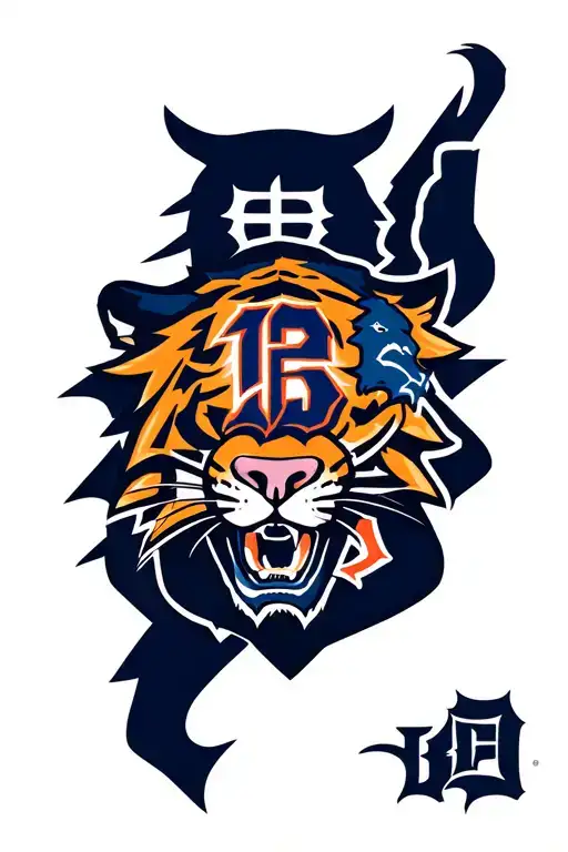 Detroit tigers, Detroit lions, Detroit pistons intertwined tattoo design idea