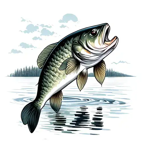 lac seul lake with walleye scales shading tattoo design idea