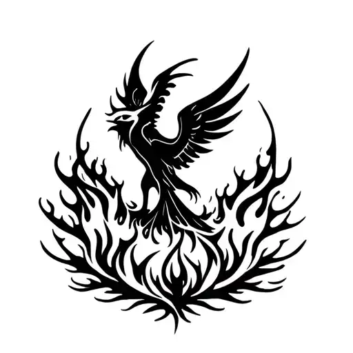 phoenix rising from flames tattoo design idea