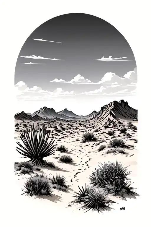 desert scene inspired tattoo design idea