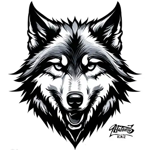 wolf head out line tattoo tattoo design idea