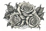 This too shall pass written around roses intertwined tattoo design idea