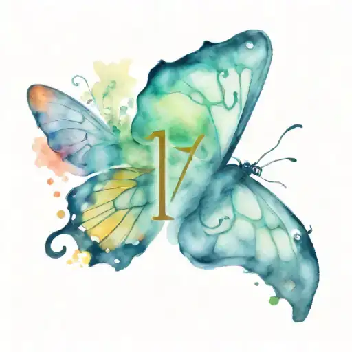 butterfly with semi colon incorporated and number 17 tattoo design idea