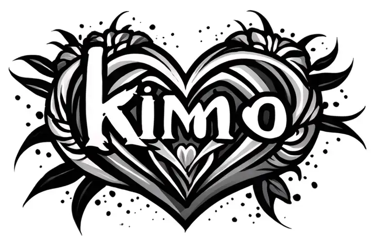 Hawaiian tribal heart and the name kimo  tattoo design idea