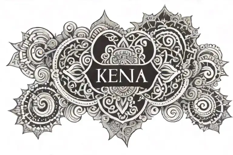 A mandala design with the names Lucas & Kenya hidden within the intricate patterns tattoo design idea