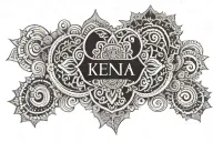 A mandala design with the names Lucas & Kenya hidden within the intricate patterns tattoo design idea