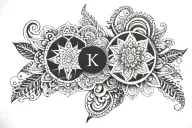 A mandala design with the names Lucas & Kenya hidden within the intricate patterns tattoo design idea