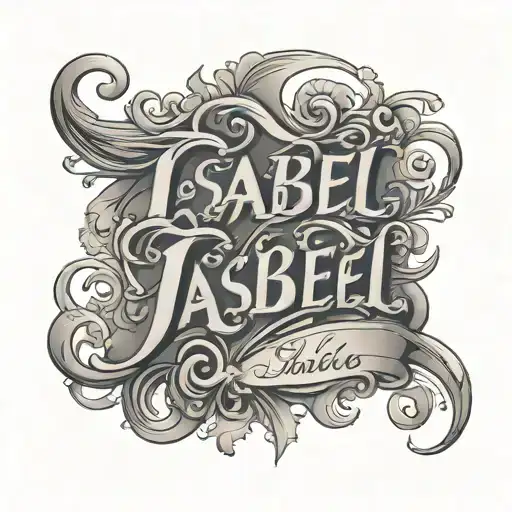 name Isabel lettering long and wispy tattoo design idea
