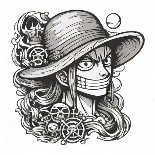 straw hat of one piece anime tattoo design idea