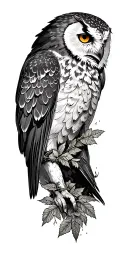 full sleeve for depression with evergreen and owl or raven  tattoo design idea