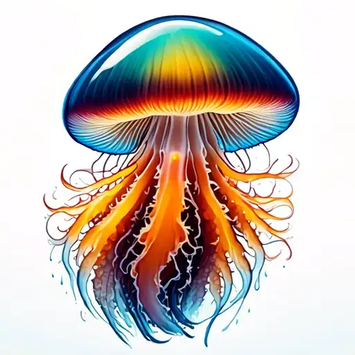 mushroom jelly fish tattoo design idea
