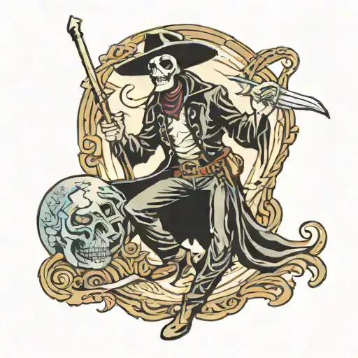 cowboy grim reaper tattoo design idea
