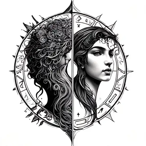 aquarius and gemini zodiac sign tattoo design idea