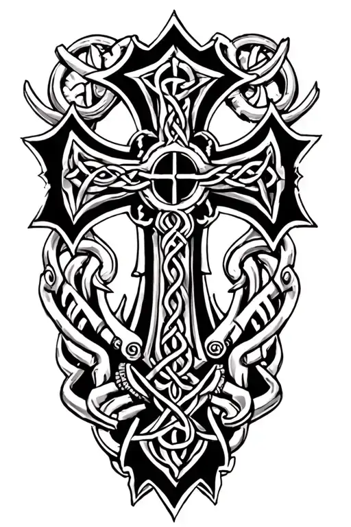 Irish Celtic cross tattoo design idea