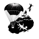 poststamp with NZ and two people parachuting inside the post stamp tattoo design idea