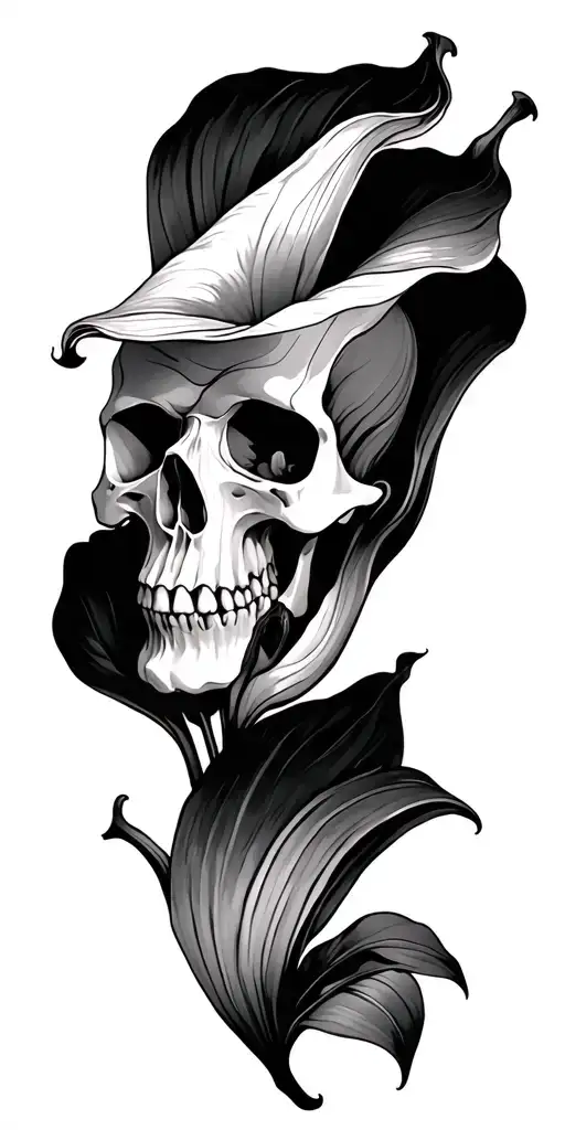 calla lily skulls tattoo design idea
