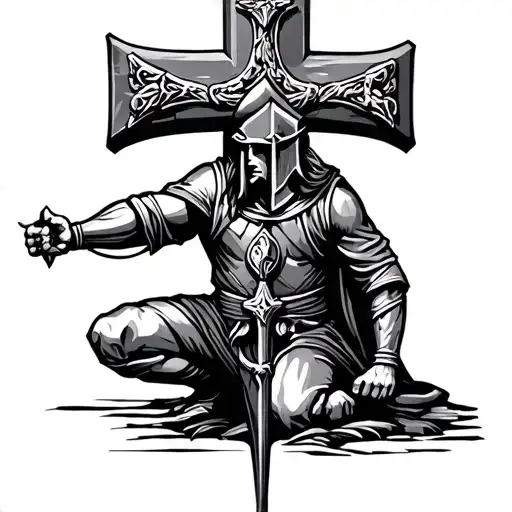 crusader kneeling cross tattoo tattoo design idea