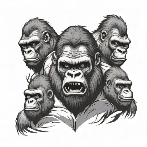 angry gorilla family tattoo design idea