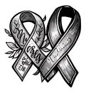 memorial for mom and dad referencing alzheimers and rheumatoid arthritis ribbons tattoo design idea