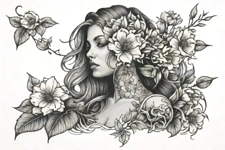Andrea with flowers tattoo design idea
