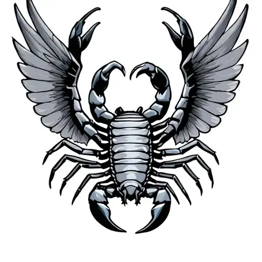 scorpion with wings spread tattoo design idea