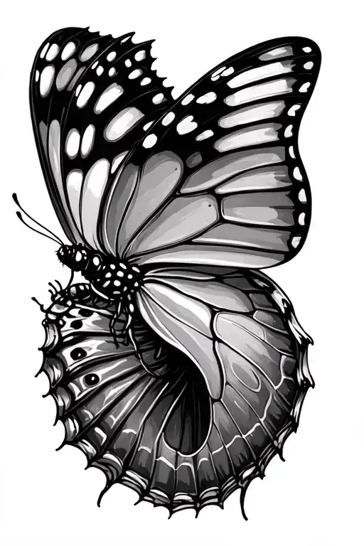 butterfly emerging from its chrysalis tattoo design idea