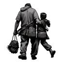 man walking with child hand tattoo design idea
