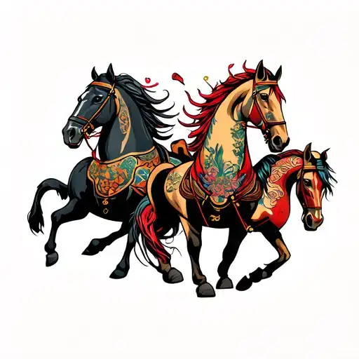 four horsemen of jdm cars tattoo design idea