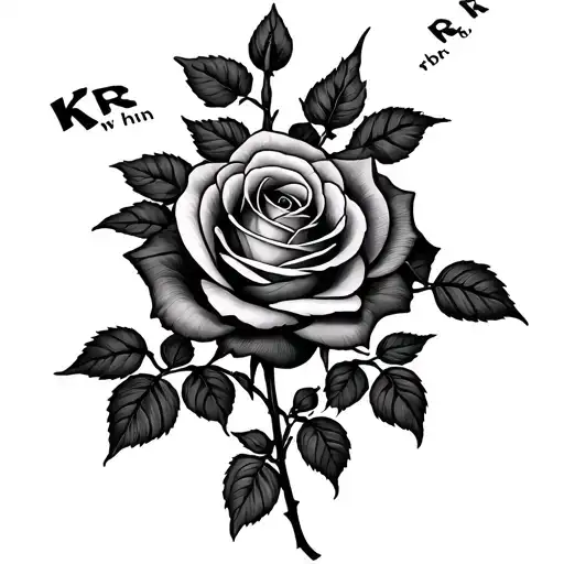 rose bush and within the roses one says kr then jr then sr then mr then jr then br tattoo design idea