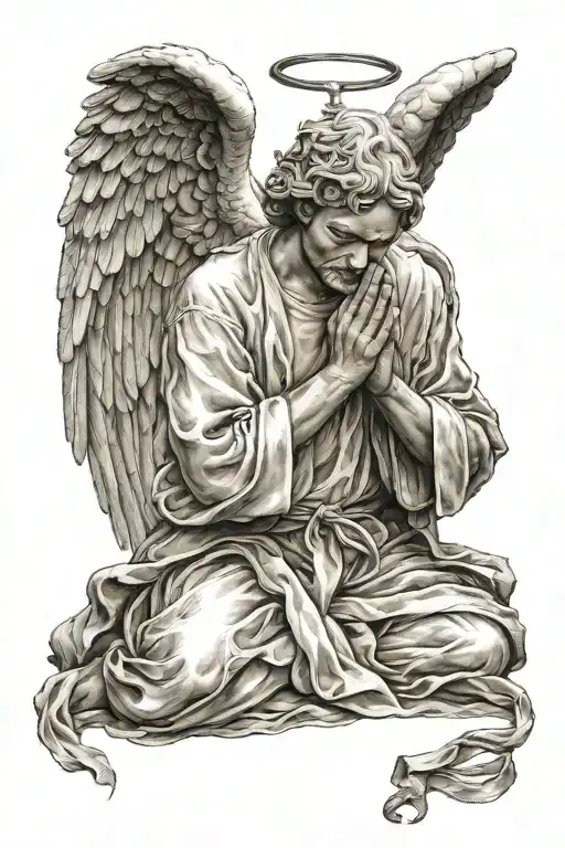 angel praying tattoo design idea