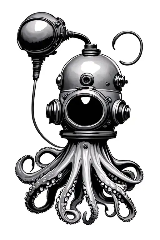 octopus diving helmet electrician tattoo design idea