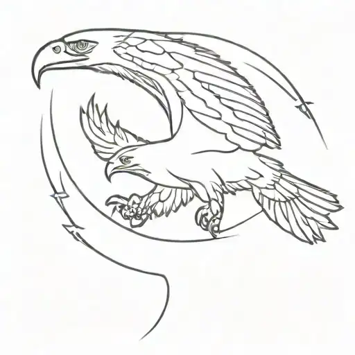 eagle and baby eagle soaring tattoo design idea
