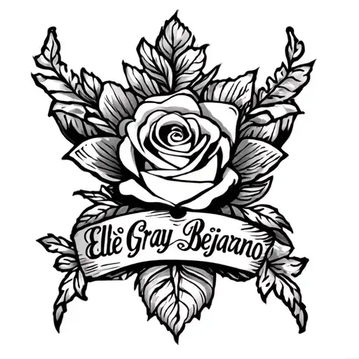 "Ellie Gray Bejarano" "Ellie Gray Bejarano" Rose Banner tattoo design idea
