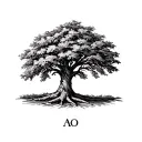 Pecan Tree with Initials AEO tattoo design idea