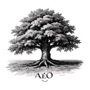 Pecan Tree with Initials AEO tattoo design idea