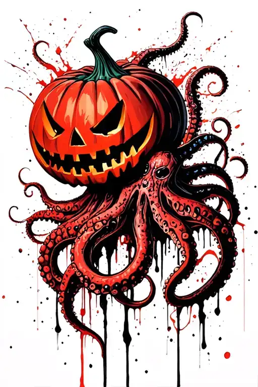 jack o lantern, tentacles, eldritch, deep space tattoo design idea