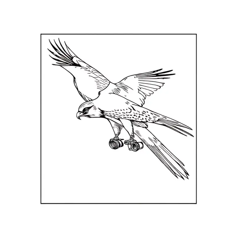 peregrine falcon wearing binoculars tattoo design idea
