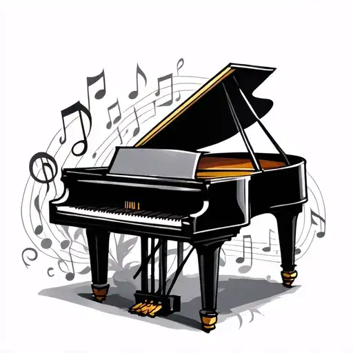 Grand piano and musical notes tattoo design idea