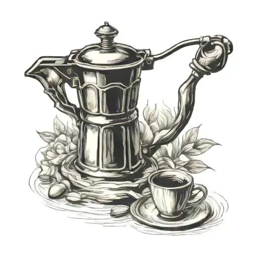 Moka pot retro tattoo design idea