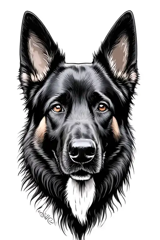 black german shepherd dog tattoo design idea