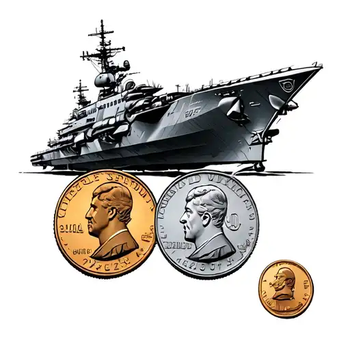  Shoulder tatto Aircraft carrier with quarters and pennies included, no color  tattoo design idea